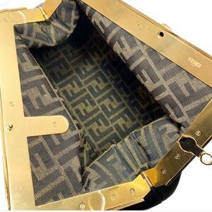 Fendi Black and Gold Patterned Clutch